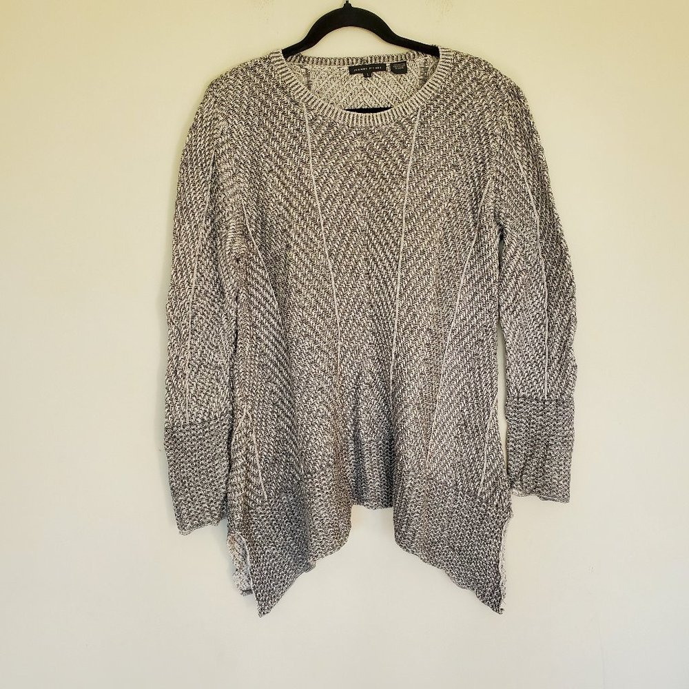 Jeanne Pierre gray herringbone tunic sweater L